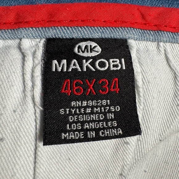 Makobi Jeans Mens 46 Blue Skinny Moto Distressed High Rise Stretch - Picture 7 of 13